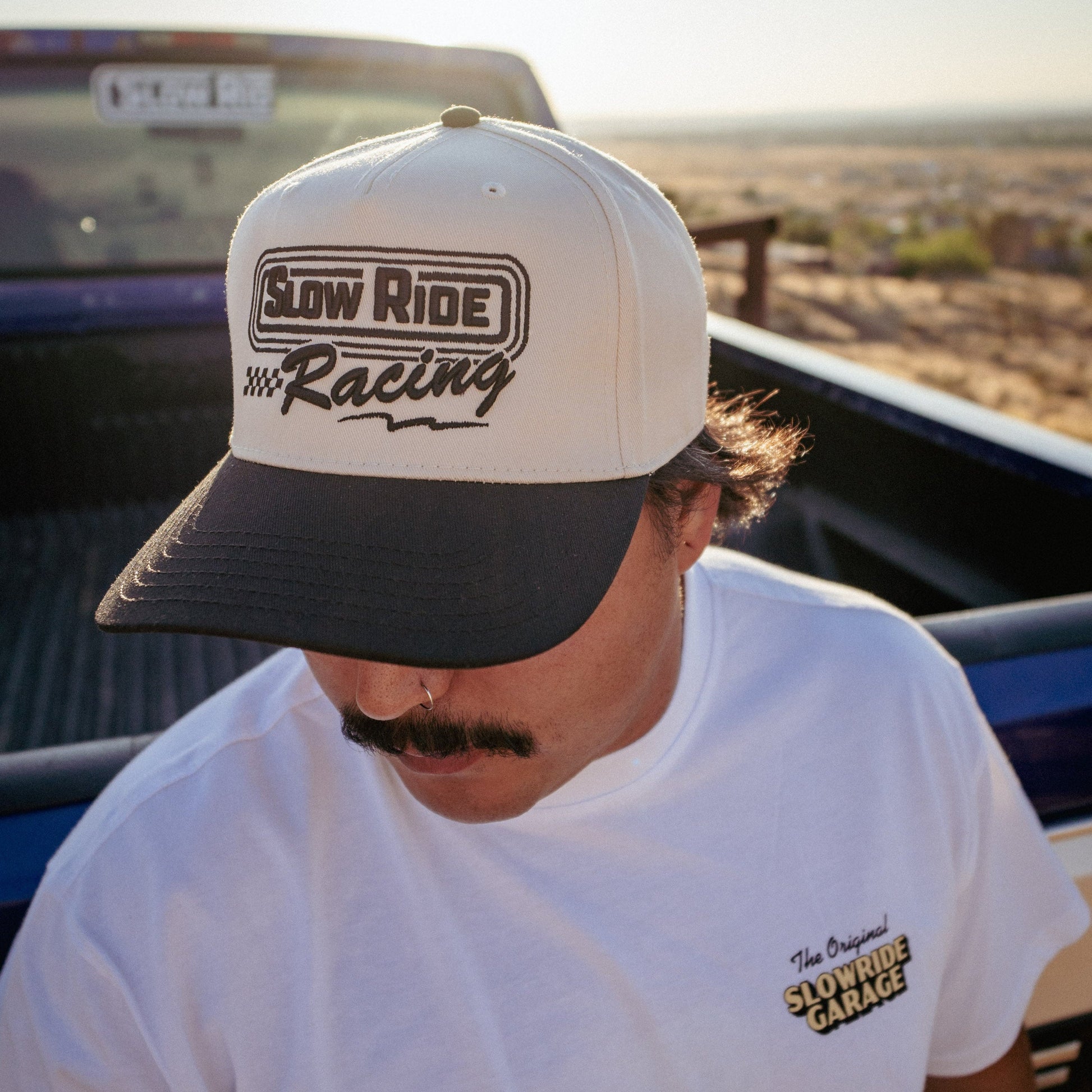 Slow Ride Racing A - Frame Hat (White/Black) - Slow Ride
