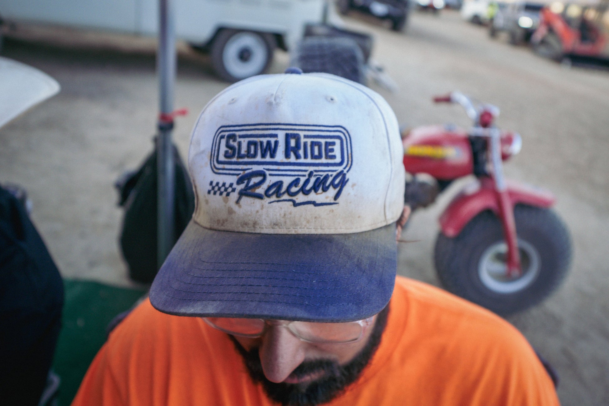 Slow Ride Racing A - Frame Hat (White/Navy) - Slow Ride