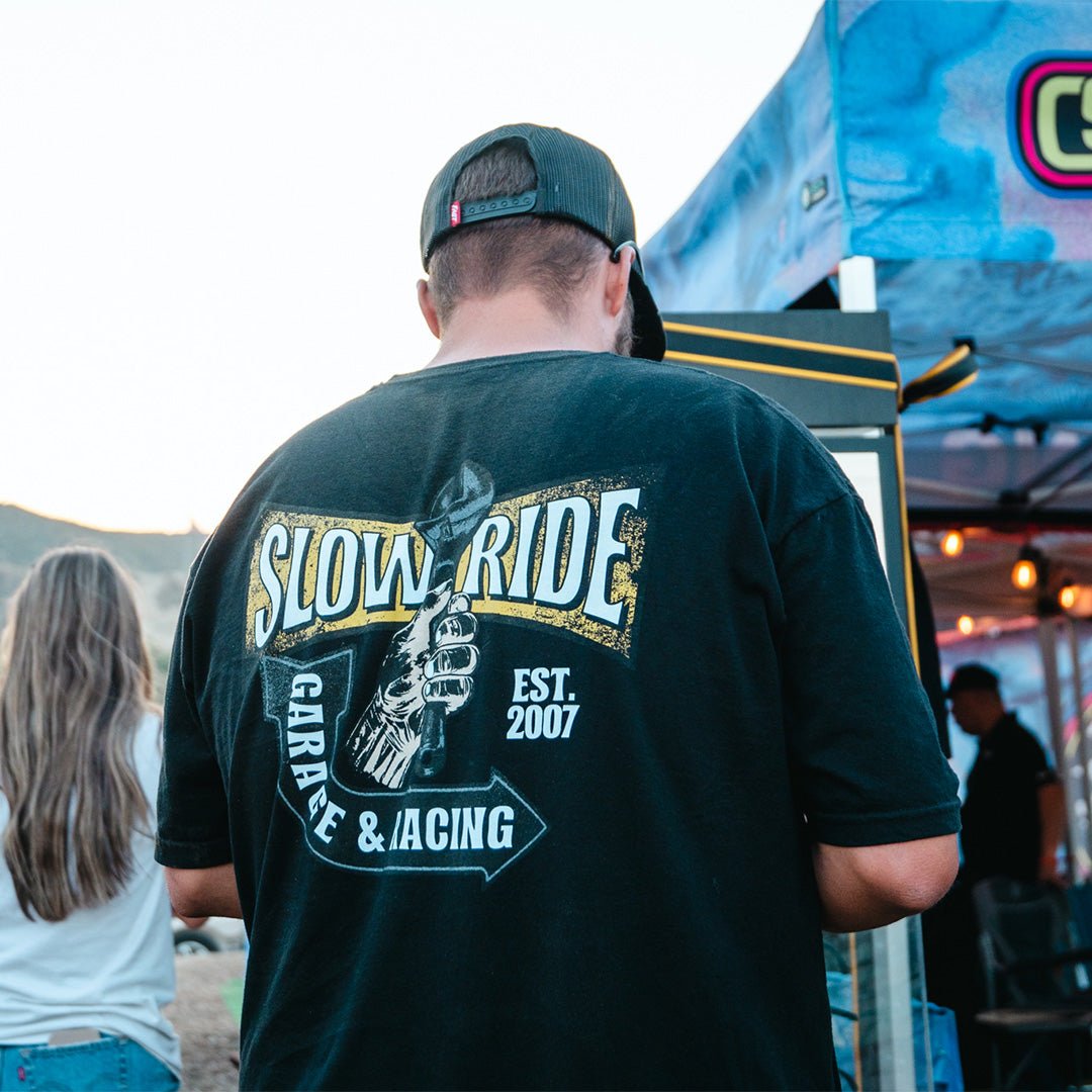 Wrenches n Racing Tee (Black) - Slow Ride