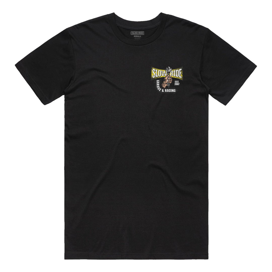Wrenches n Racing Tee (Black) - Slow Ride