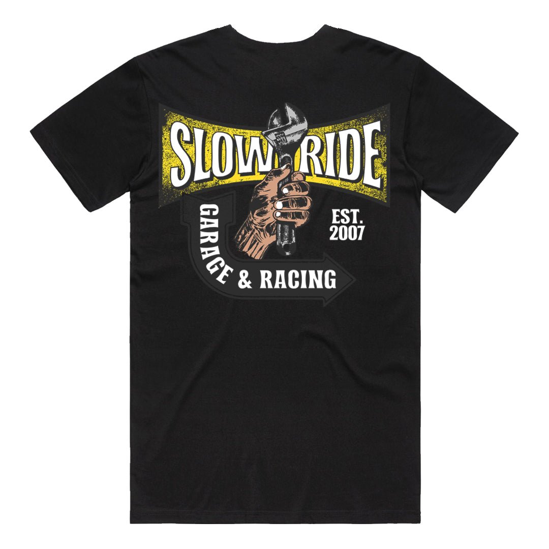 Wrenches n Racing Tee (Black) - Slow Ride
