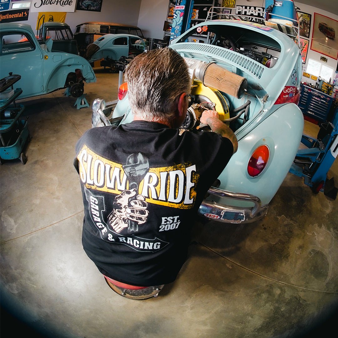 Wrenches n Racing Tee (Black) - Slow Ride