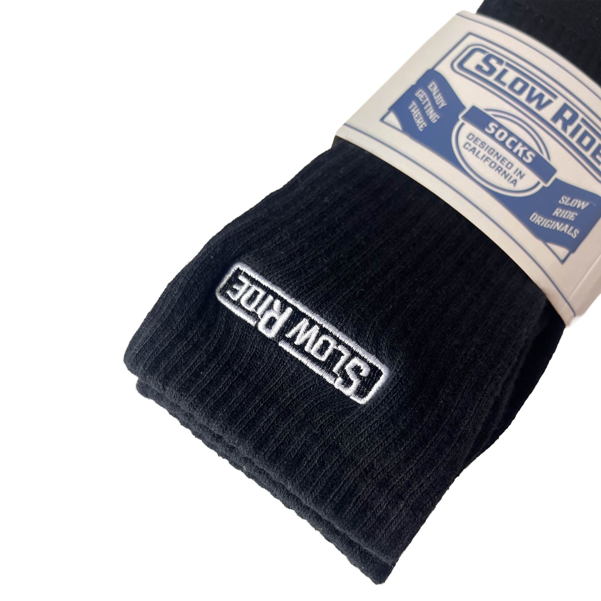 Embroidered Sock (Black) - Slow Ride