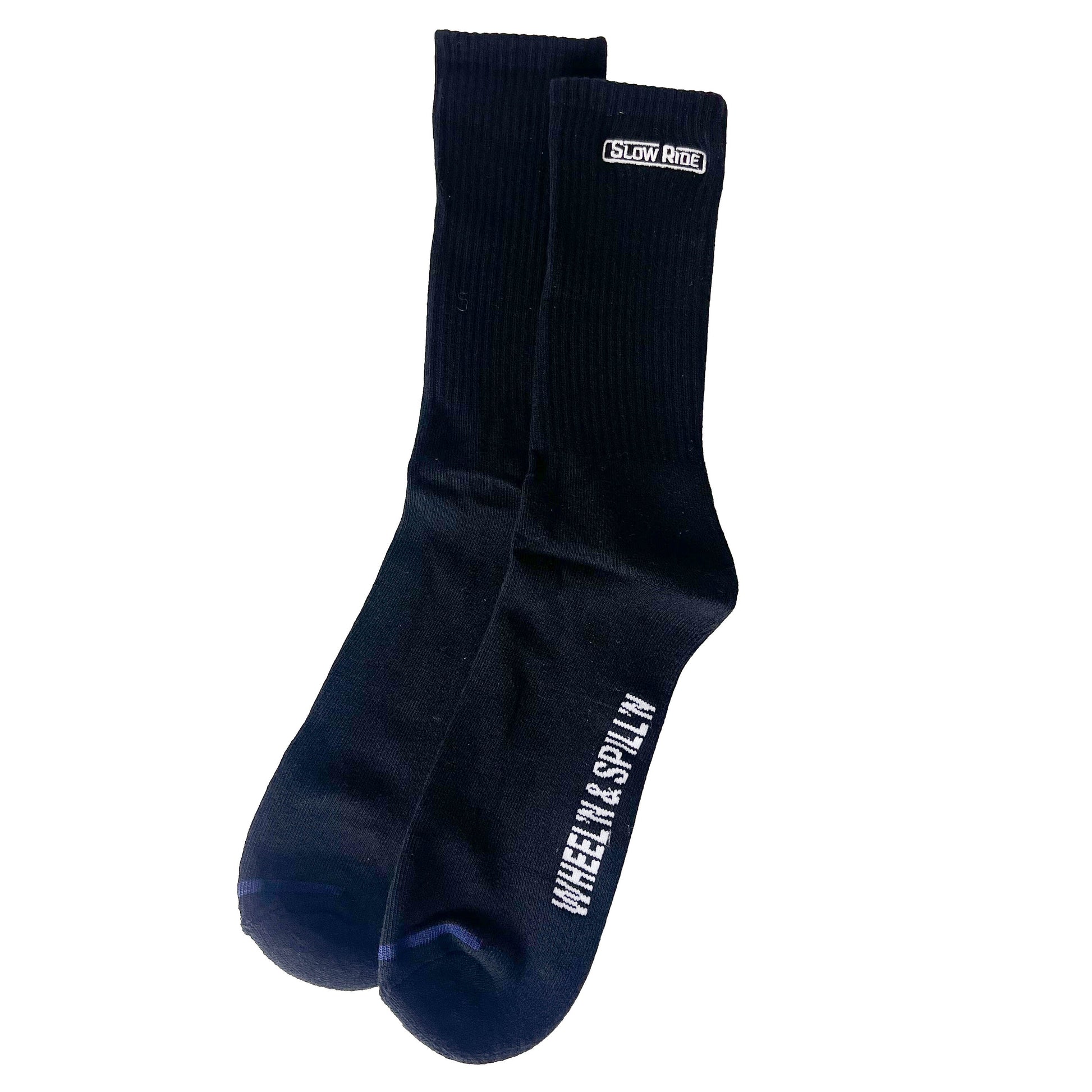 Embroidered Sock (Black) - Slow Ride