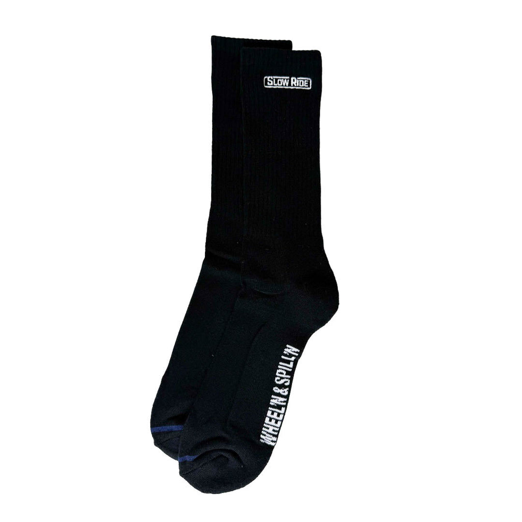Embroidered Sock (Black) - Slow Ride
