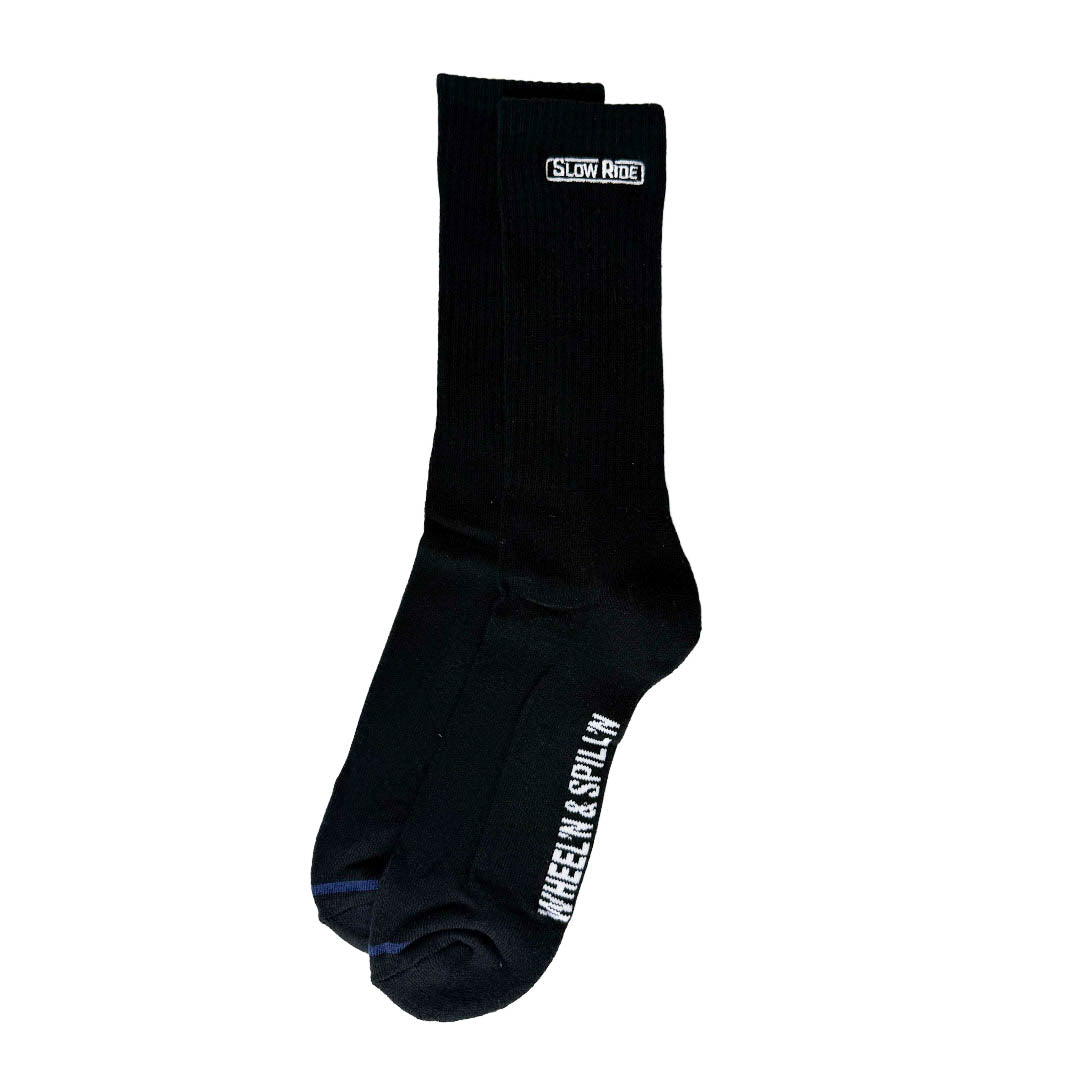 Embroidered Sock (Black) - Slow Ride