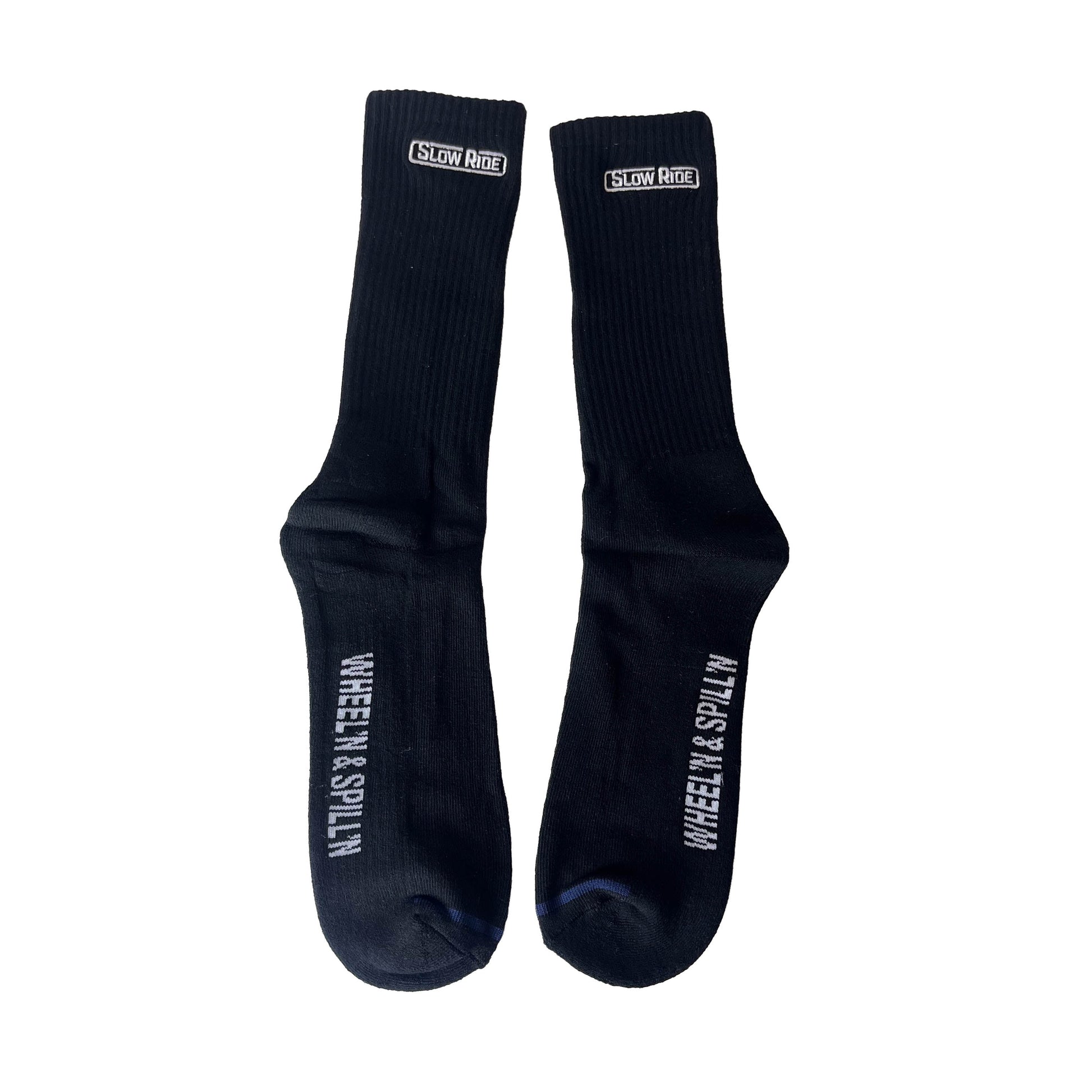 Embroidered Sock (Black) - Slow Ride