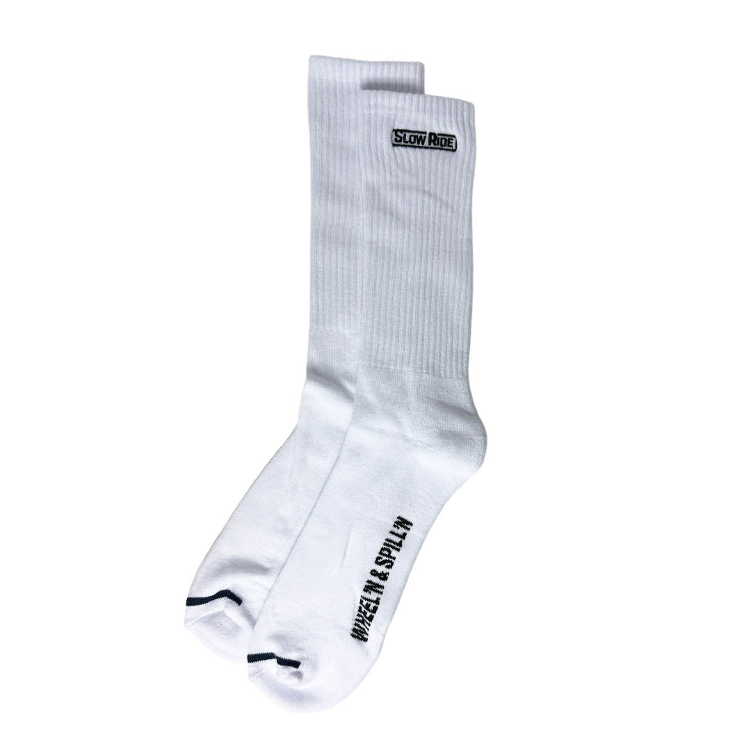 Embroidered Sock (White) - Slow Ride