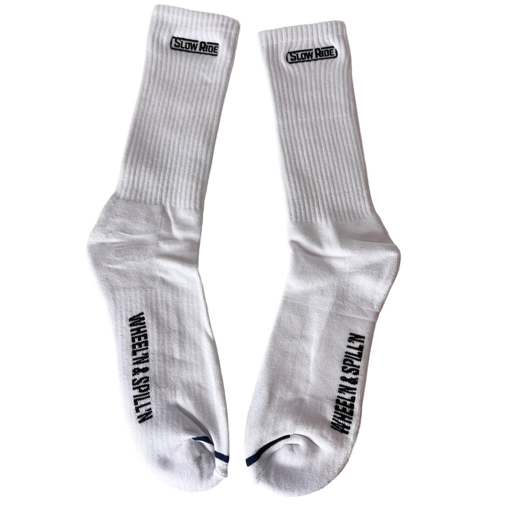 Embroidered Sock (White) - Slow Ride
