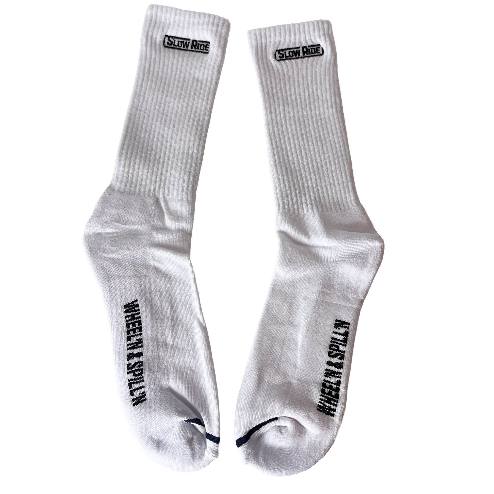 Embroidered Sock (White) - Slow Ride