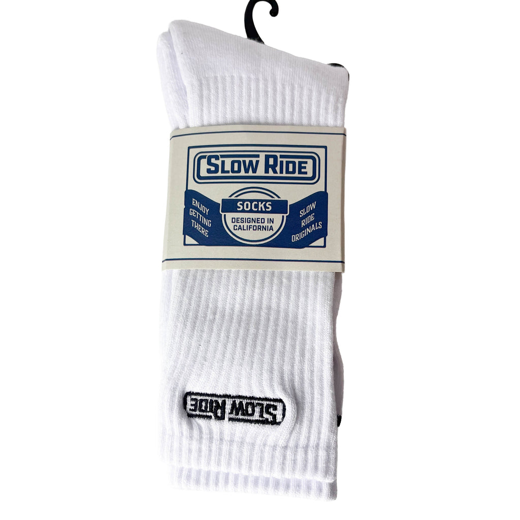 Embroidered Sock (White) - Slow Ride