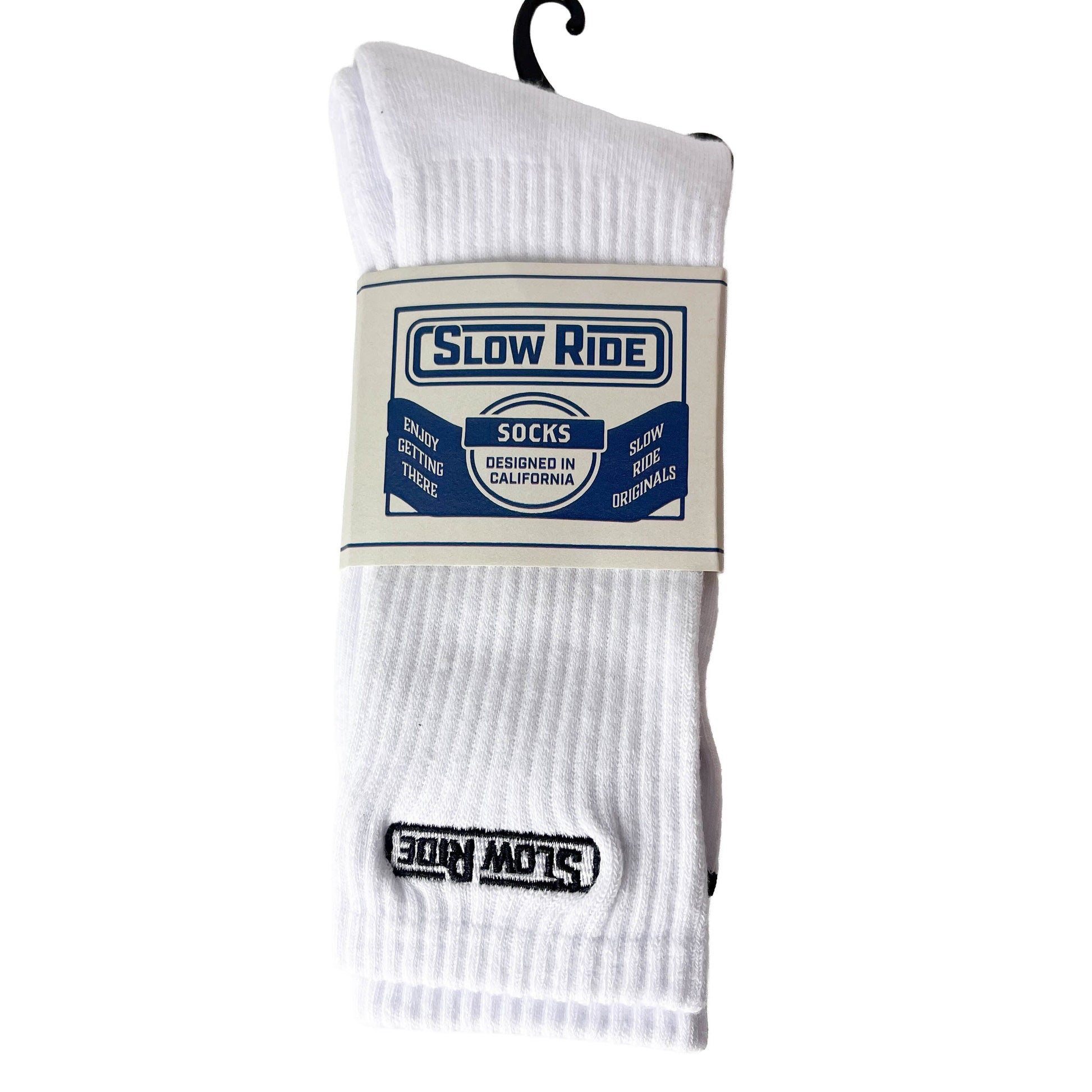 Embroidered Sock (White) - Slow Ride