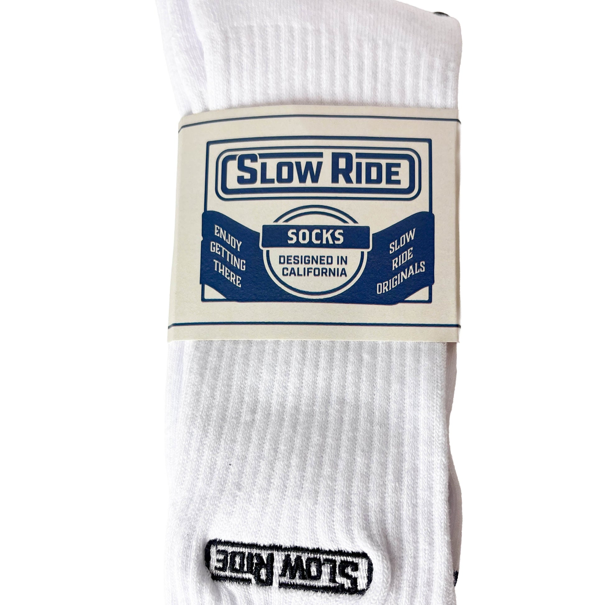 Embroidered Sock (White) - Slow Ride