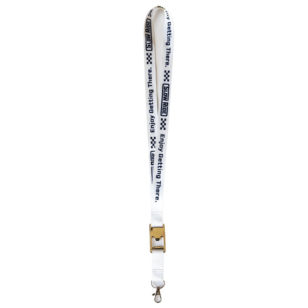 Enjoy Getting There. Lanyard (White) - Slow Ride
