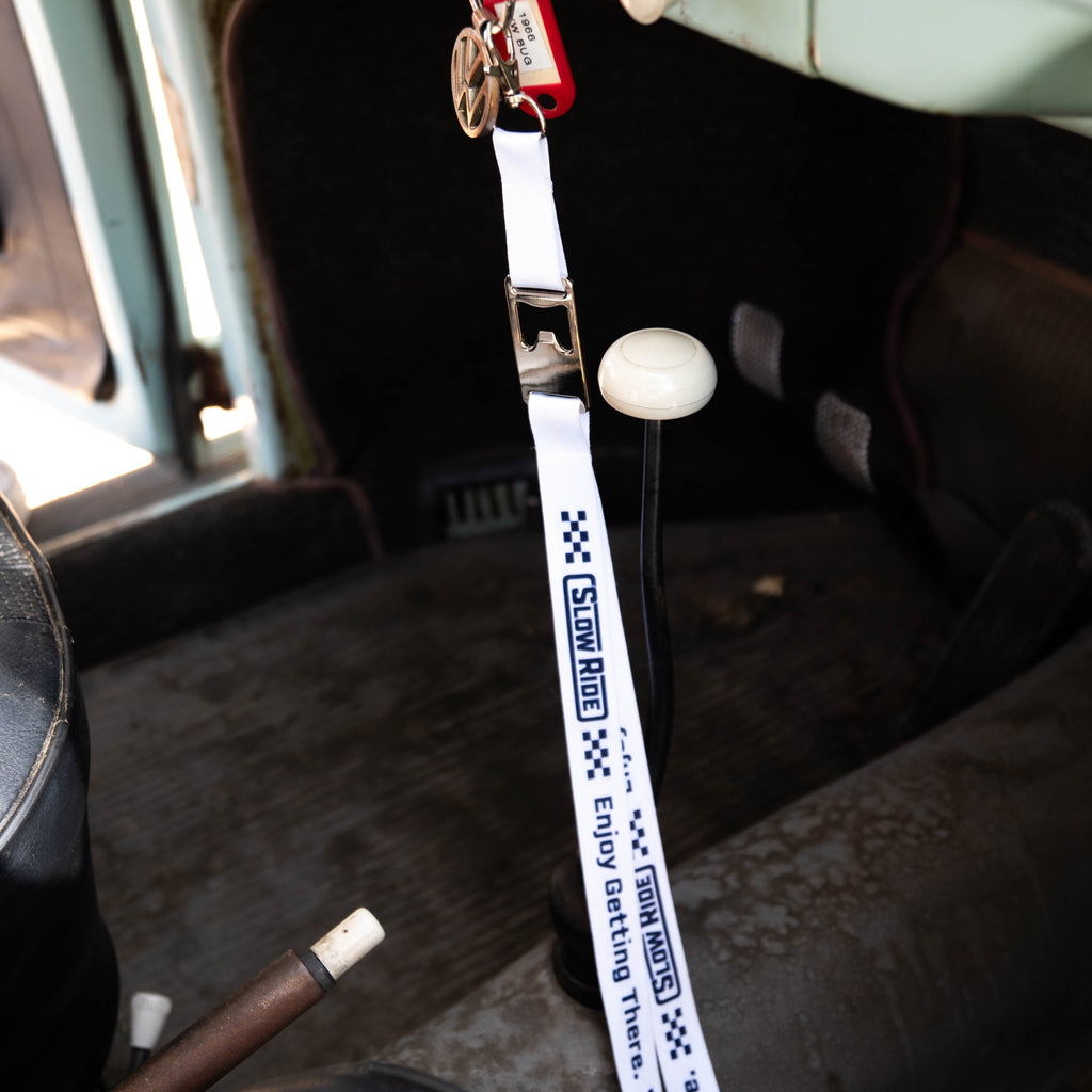 Enjoy Getting There. Lanyard (White) - Slow Ride