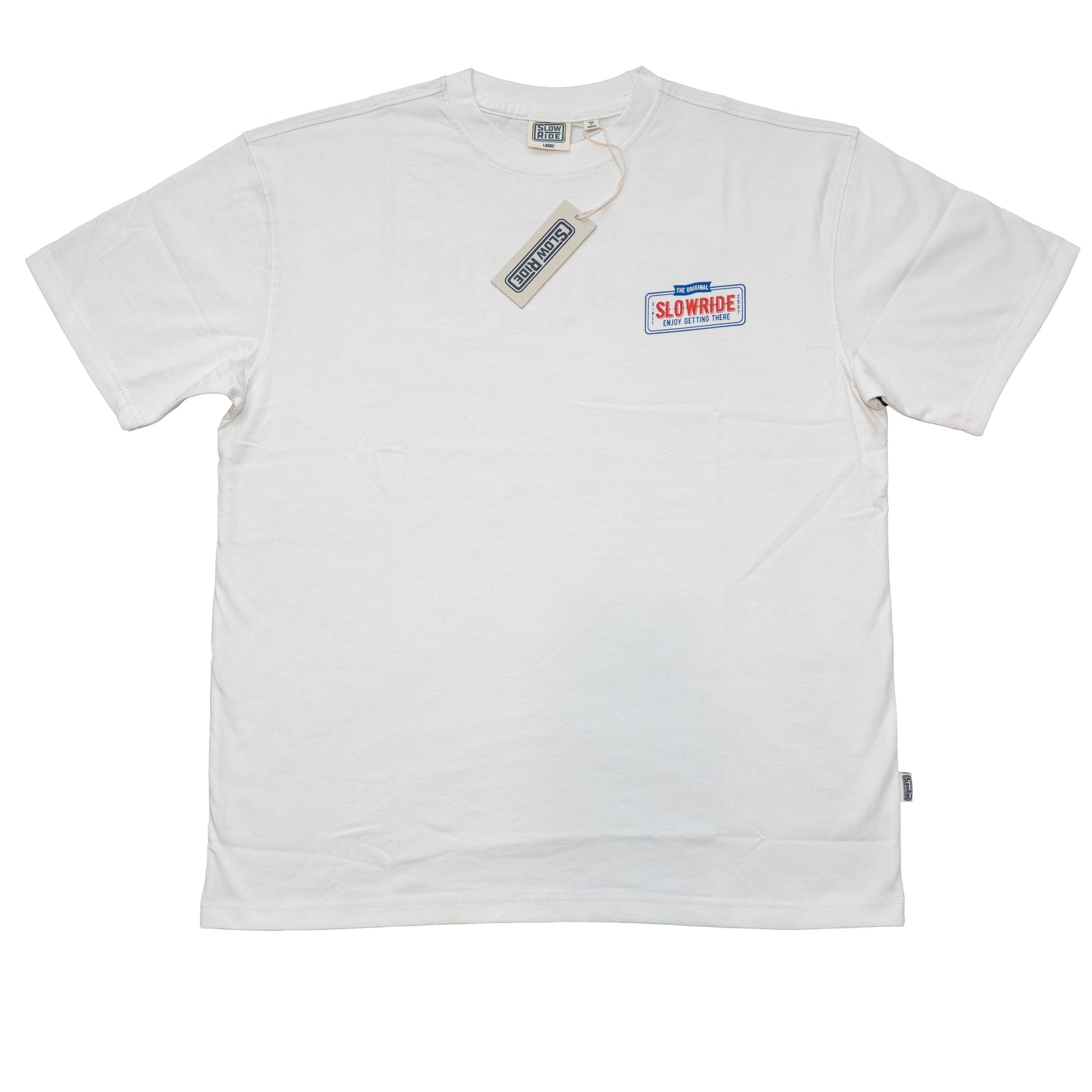 License Plate Heavyweight Tee (White) - Slow Ride