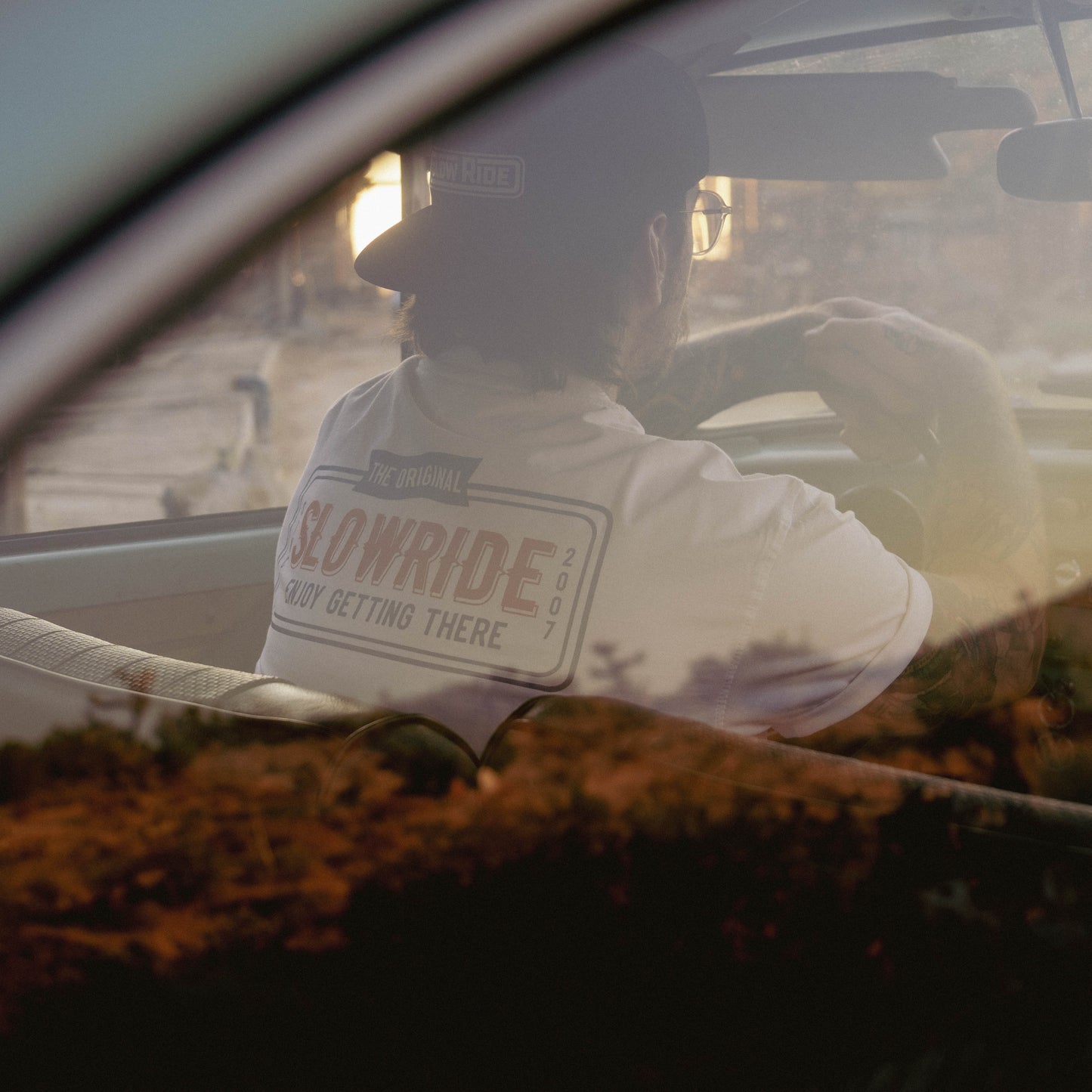 License Plate Heavyweight Tee (White) - Slow Ride