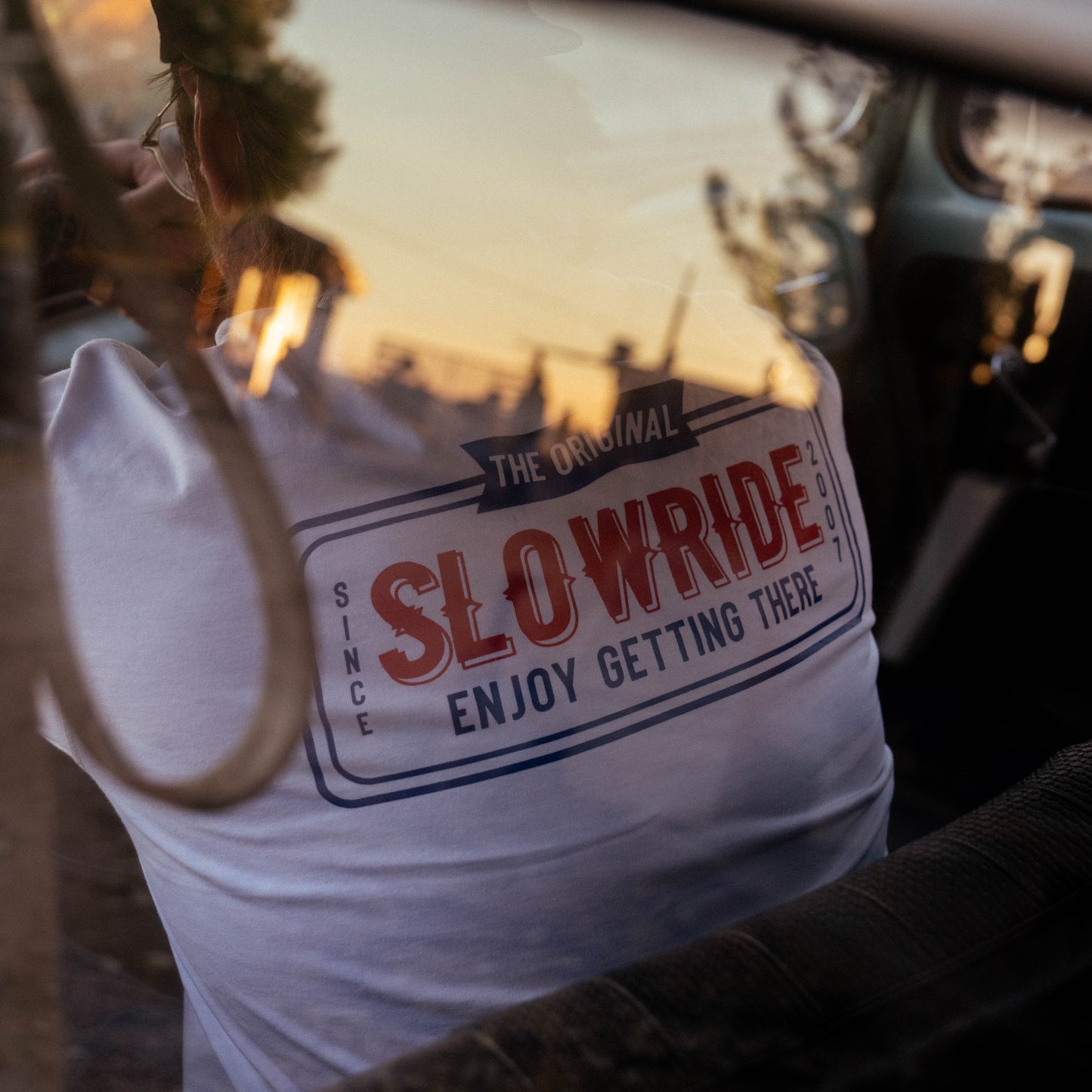 License Plate Heavyweight Tee (White) - Slow Ride