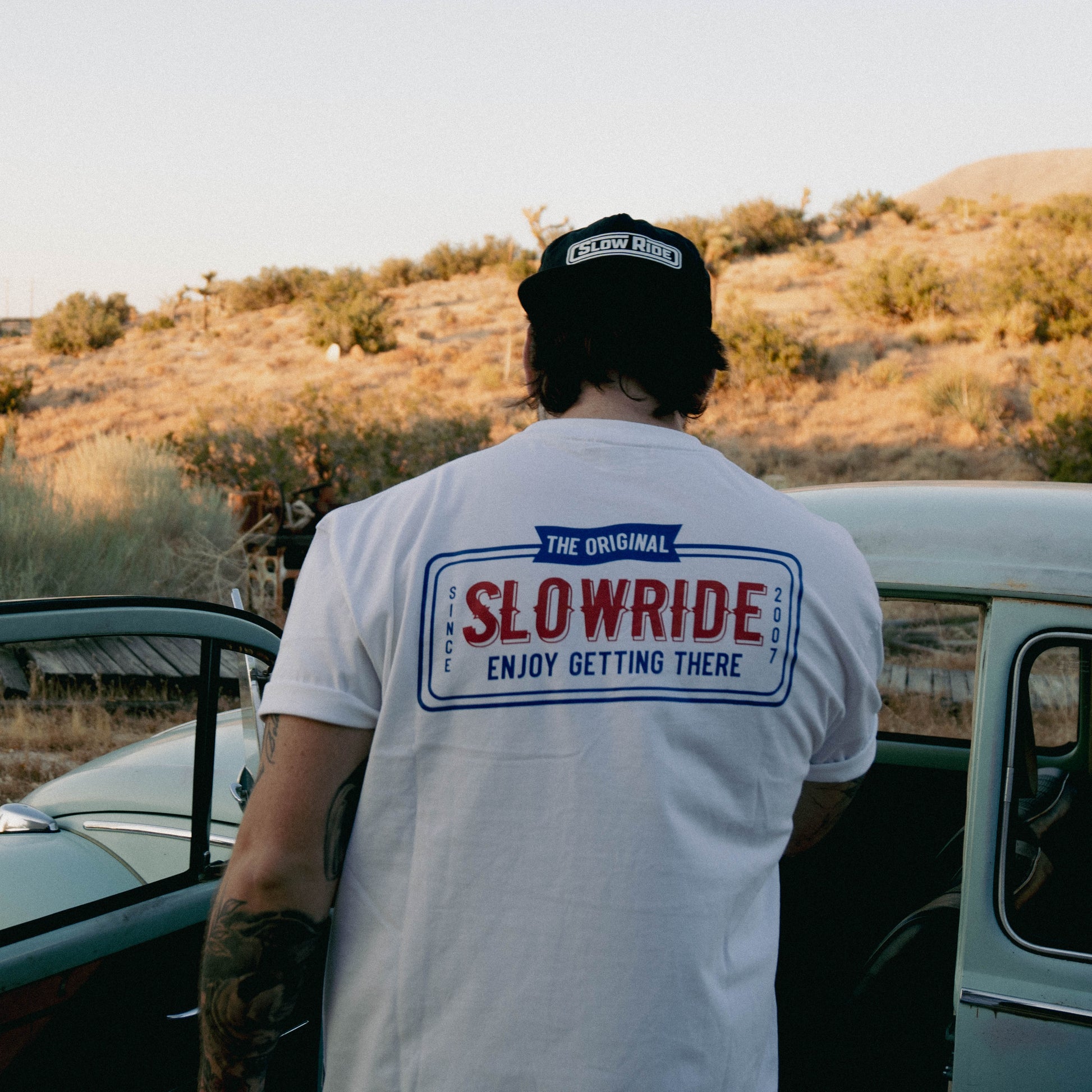 License Plate Heavyweight Tee (White) - Slow Ride