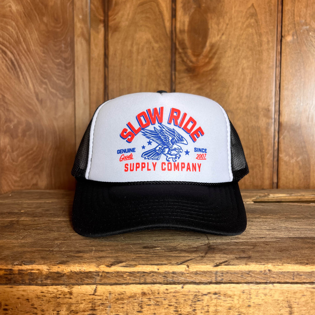 Patriot Foam Trucker Hat (Black/White) - Slow Ride