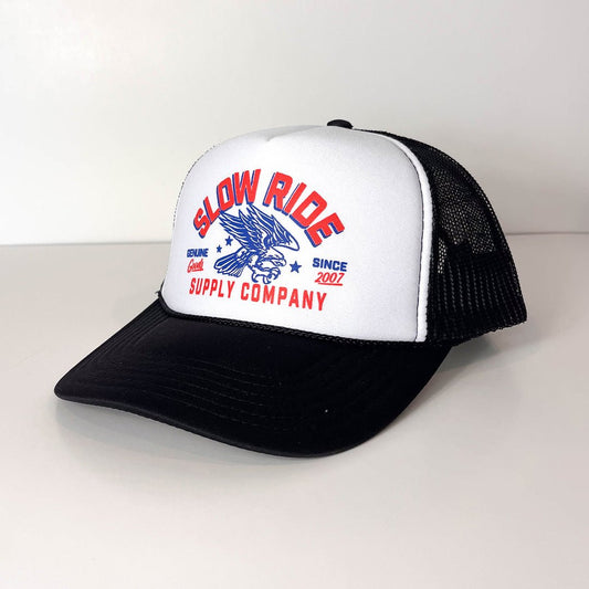 Patriot Foam Trucker Hat (Black/White) - Slow Ride