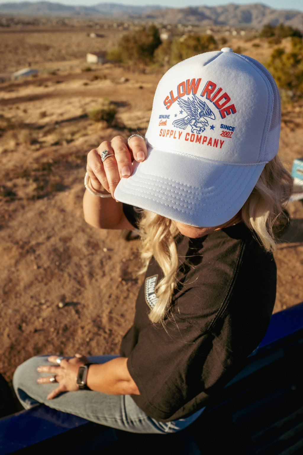 Patriot Foam Trucker Hat (Black/White) - Slow Ride