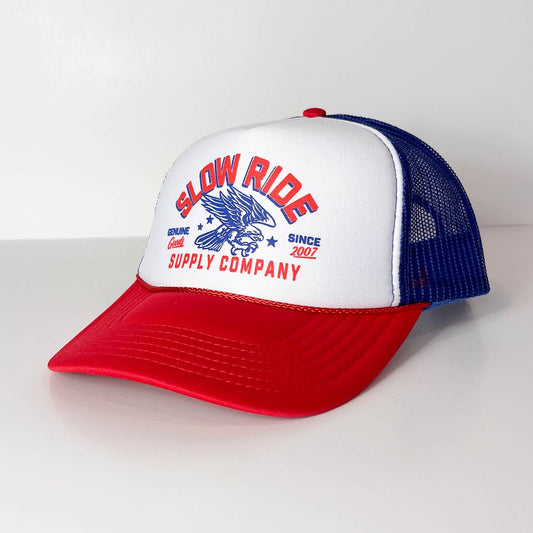 Patriot Foam Trucker Hat (Red/White/Blue) - Slow Ride