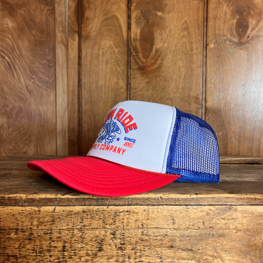 Patriot Foam Trucker Hat (Red/White/Blue) - Slow Ride
