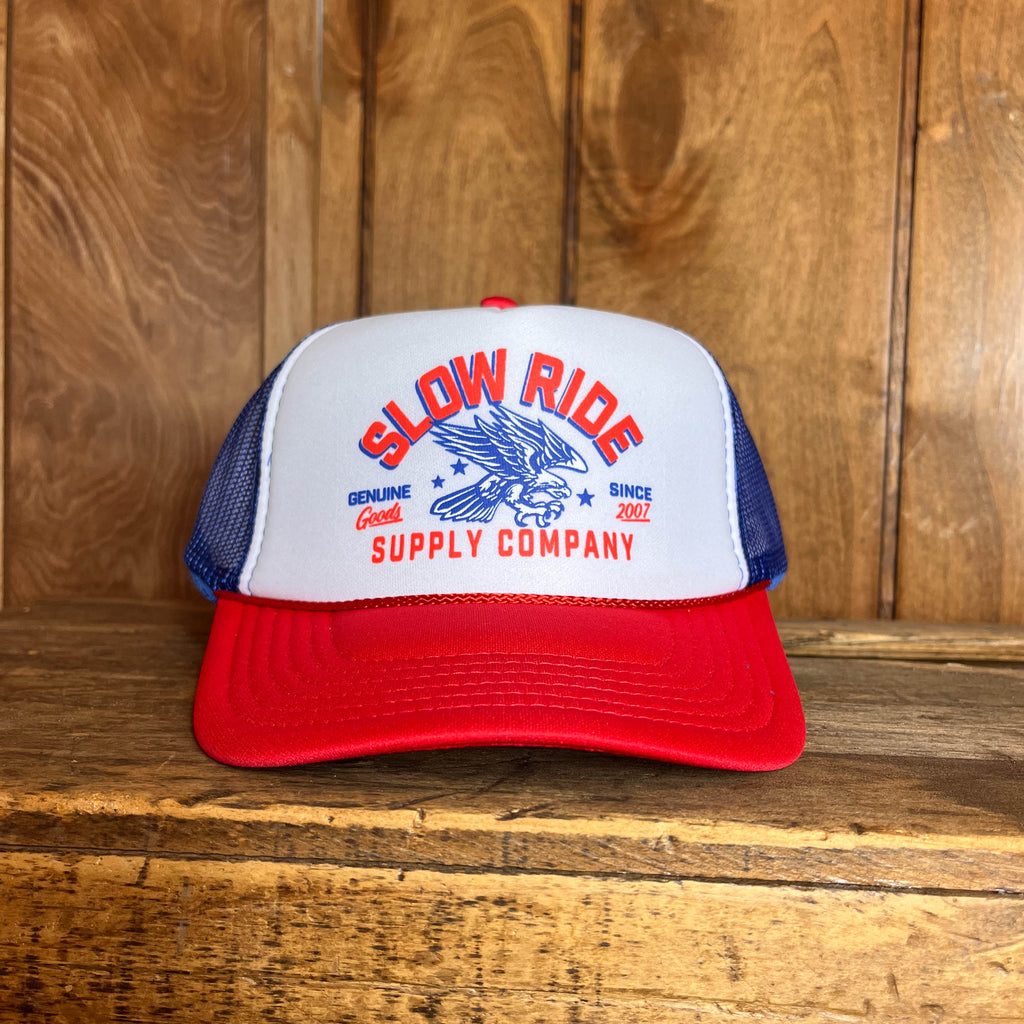 Patriot Foam Trucker Hat (Red/White/Blue) - Slow Ride