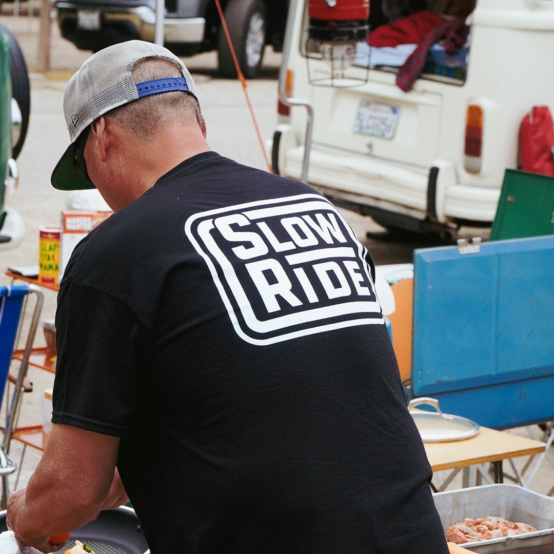 Radio Stacked Tee (Black) - Slow Ride