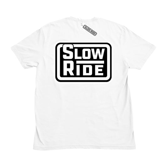 Radio Stacked Tee (White) - Slow Ride