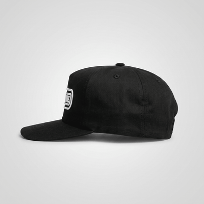 Back of Radio Unstructured Snapback Black Hat, Blank back - Slowride Supply - vintage racing apparel from Slowride Supply