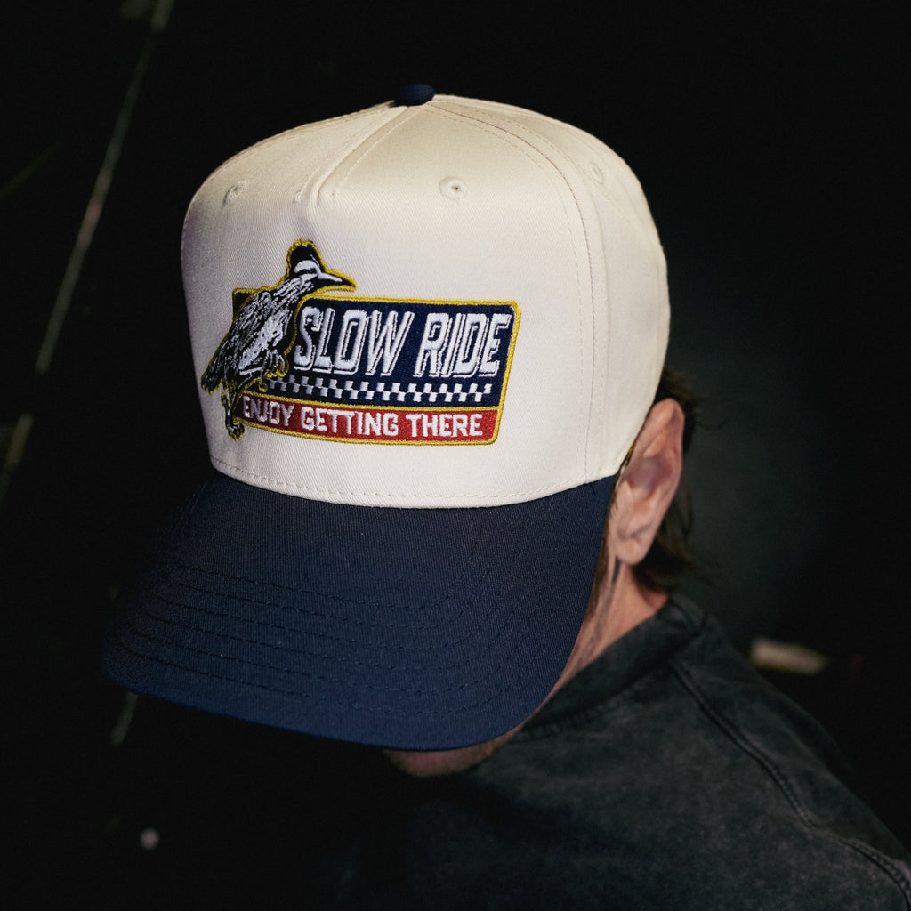 Roadrunner Hat (White/Navy) - Slow Ride