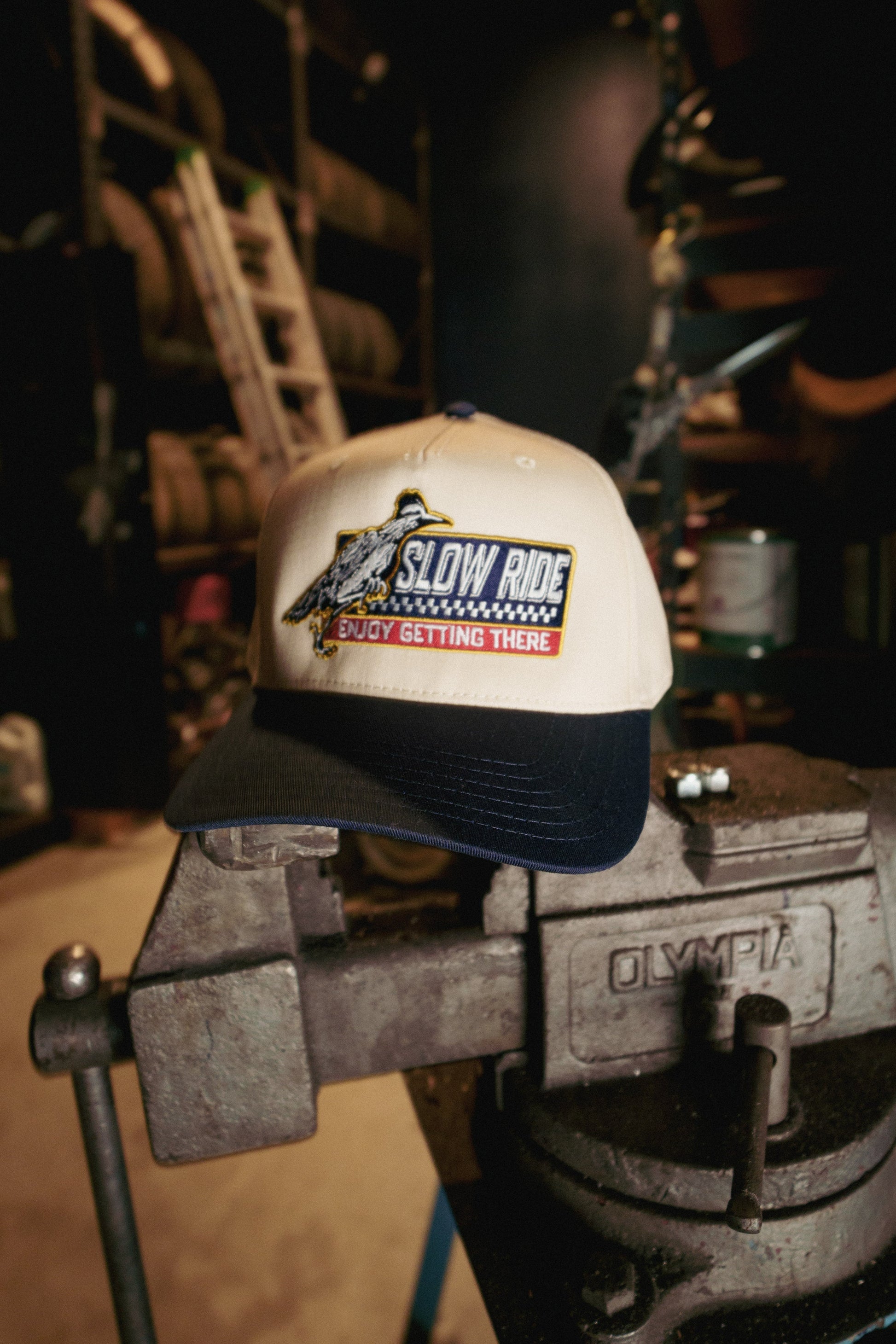 Roadrunner Hat (White/Navy) - Slow Ride