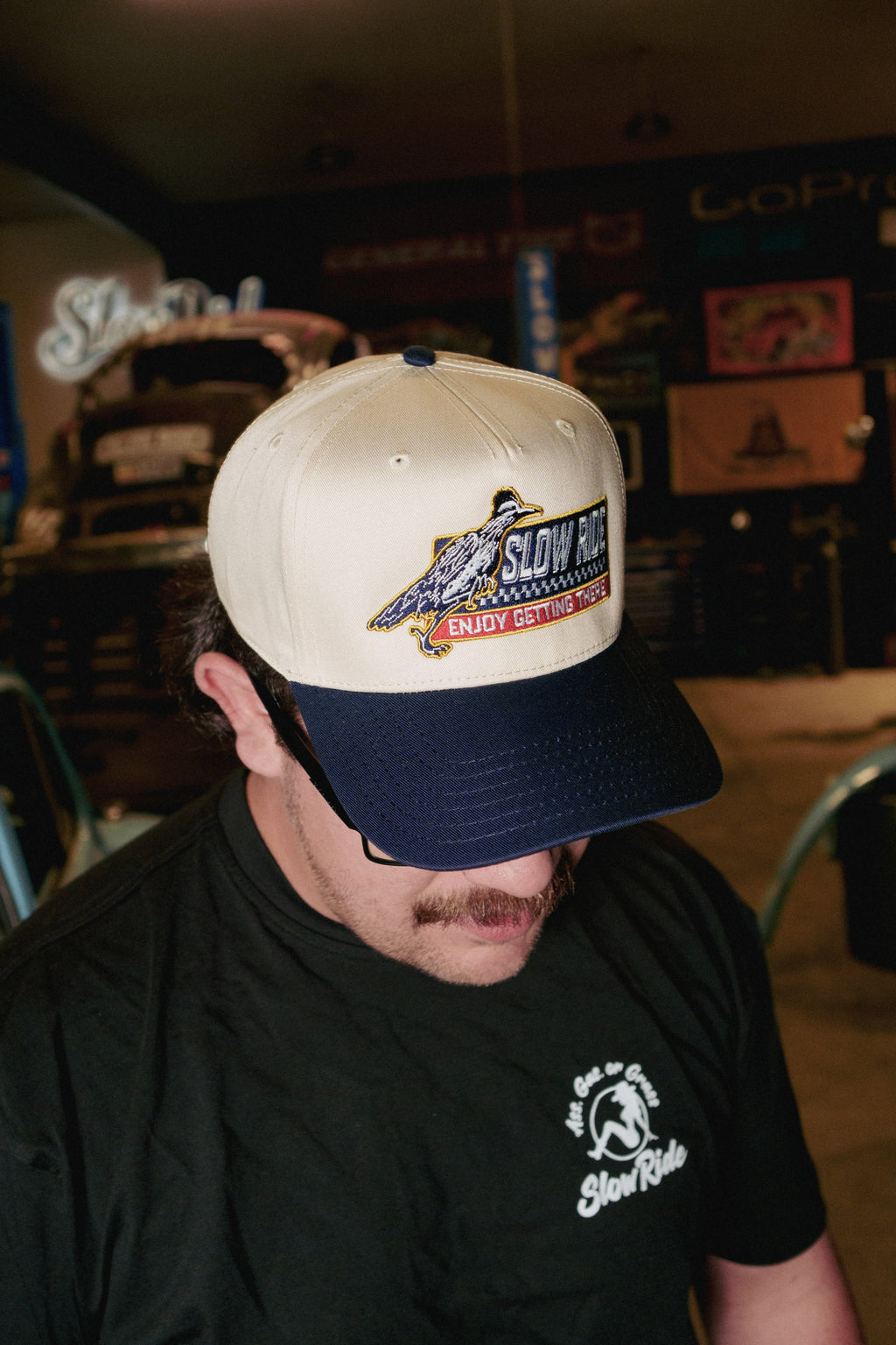 Roadrunner Hat (White/Navy) - Slow Ride