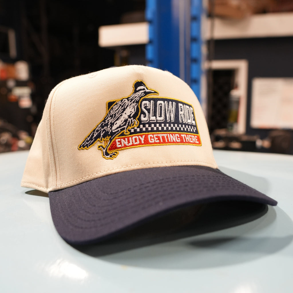 Roadrunner Hat (White/Navy) - Slow Ride
