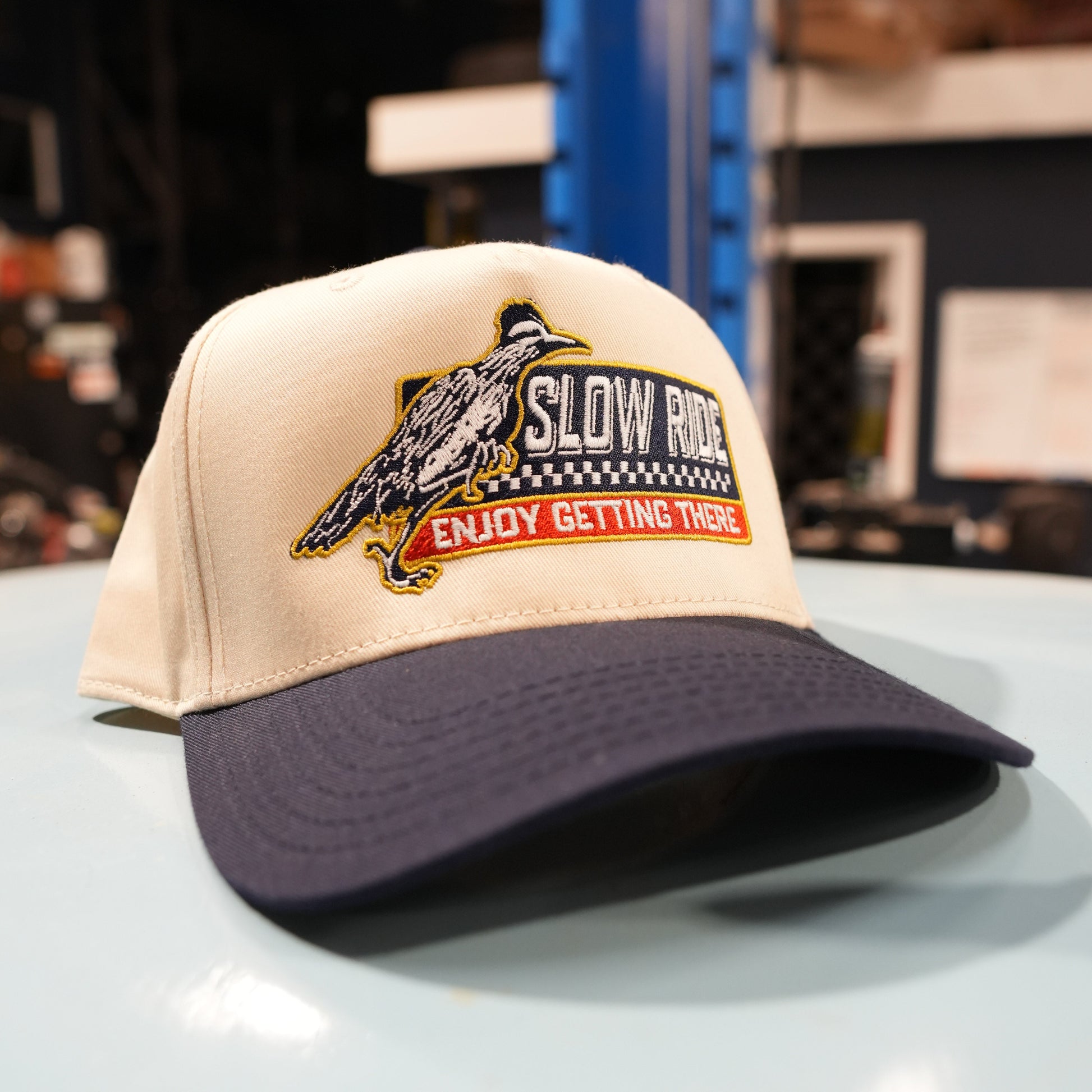 Roadrunner Hat (White/Navy) - Slow Ride