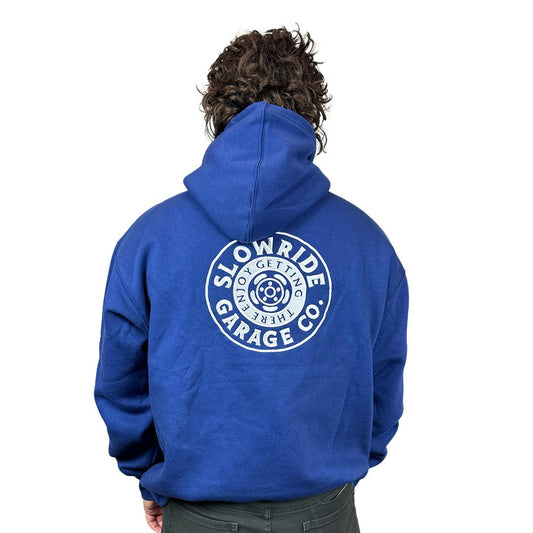 Space Wheel Embroidered Hoodie (Navy) - Slow Ride