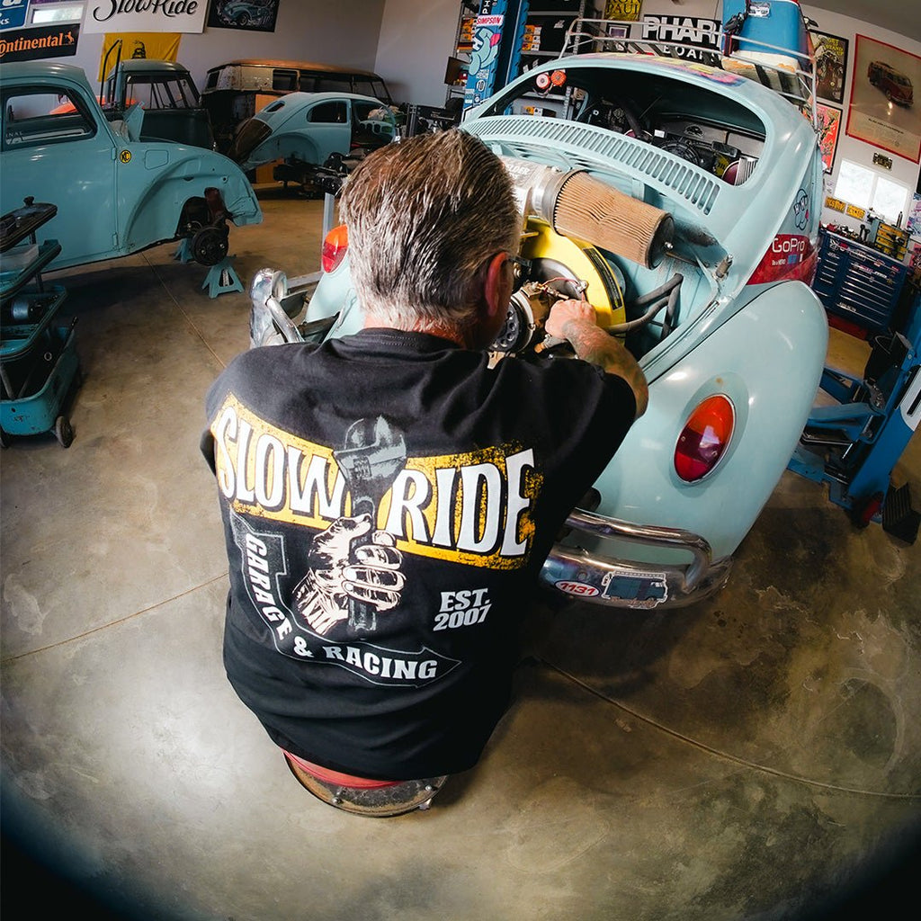 Wrenches n Racing Tee (Black) - Slow Ride